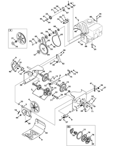 Drive System Diagram and Parts List for 3X30-INCHTRAC31AH77SZ (31AH77SZ710)(2014) Cub Cadet Snow Blower